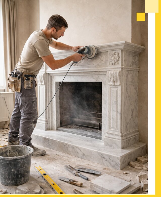 Изготовление и установка мраморных каминов в Челябинске под ключ