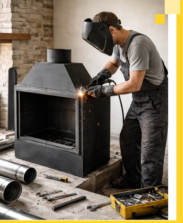 Продажа и установка металлических каминов в Челябинске под ключ