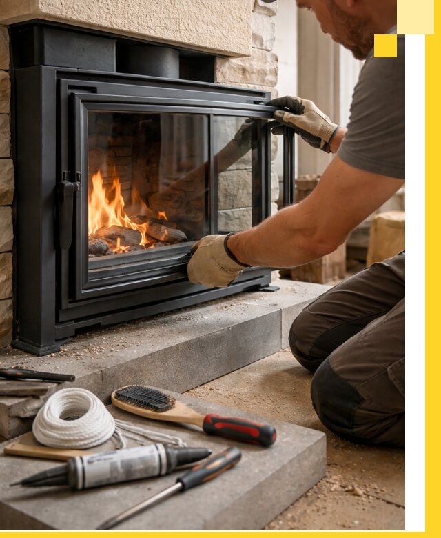 Производство, монтаж и доставка каминов со стеклом в Челябинске