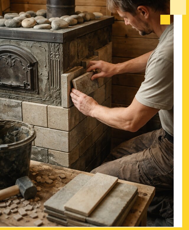 Облицовка банных печей в Челябинске профессиональная отделка