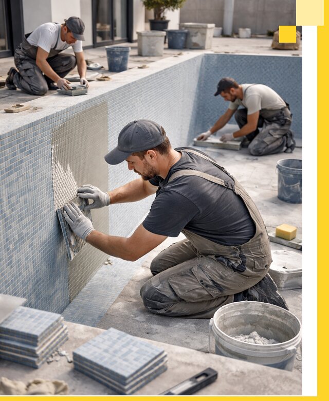 Облицовка бассейнов в Челябинске плитка мозаика гидроизоляция