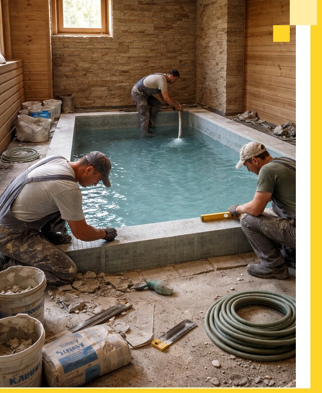 Проектирование и строительство бассейнов для бани в Челябинске