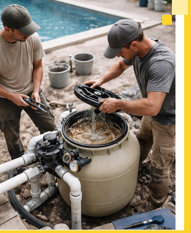 Установка и обслуживание песочных фильтров для бассейнов в Челябинске