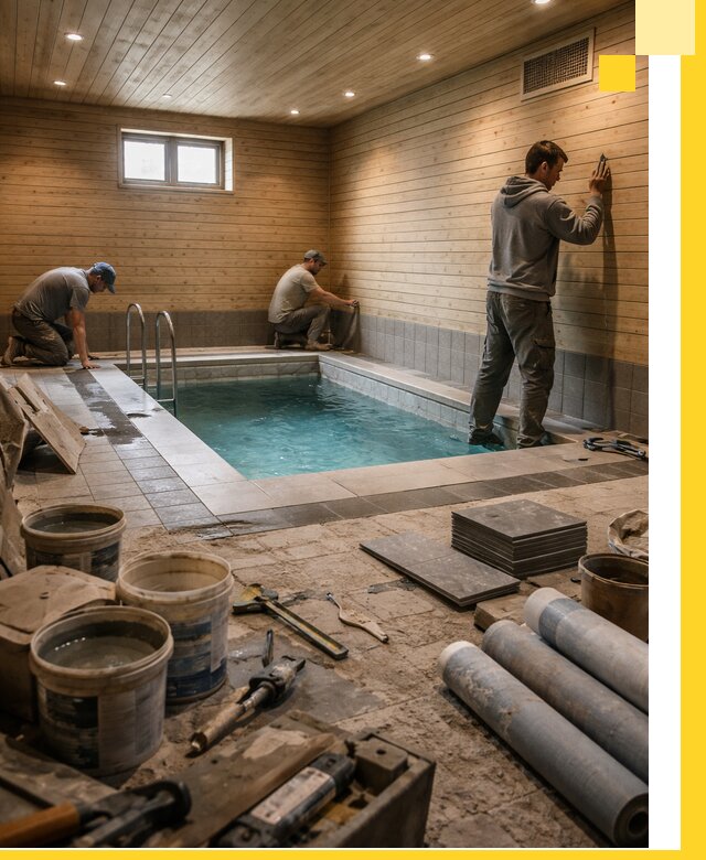 Строительство бани с бассейном и сауной под ключ в Челябинске