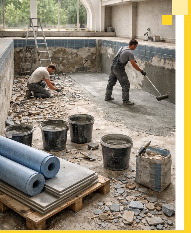 Реконструкция бассейнов в Челябинске: ремонт, гидроизоляция