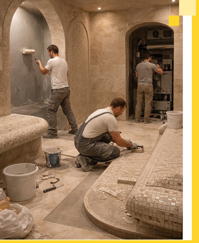 Строительство бани с хамамом и бассейном под ключ в Челябинске