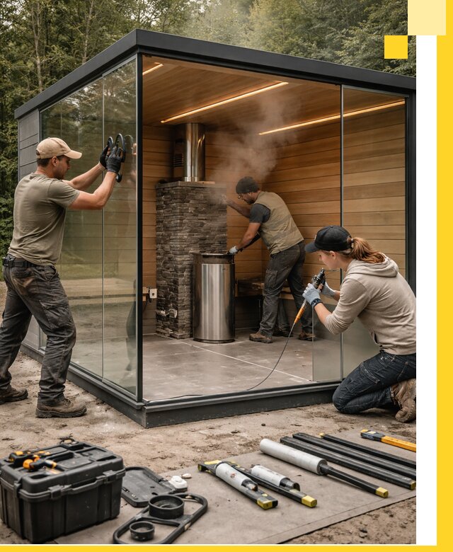 Проектирование и строительство стеклянных бань в Челябинске