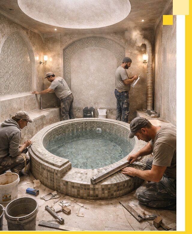 Профессиональное строительство хамама с бассейном в Челябинске под ключ