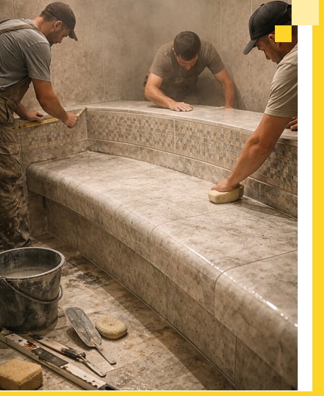 Изготовление и установка сидений для хамама в Челябинске